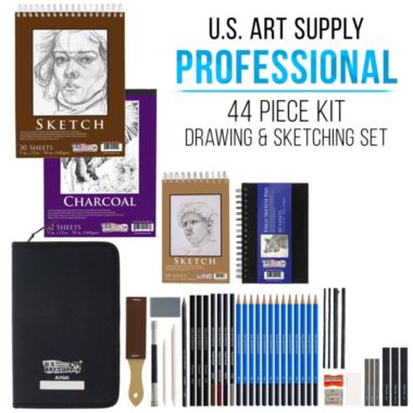 U.S. Art Supply 44-Piece Drawing & Sketching Art Set with 4 Sketch Pads (242 Paper Sheets) - Professional Artist Kit, Graphite, Charcoal, Pastel Pencils & Sticks, Erasers - Pop-Up Carry Case, Student. View a larger version of this product image.