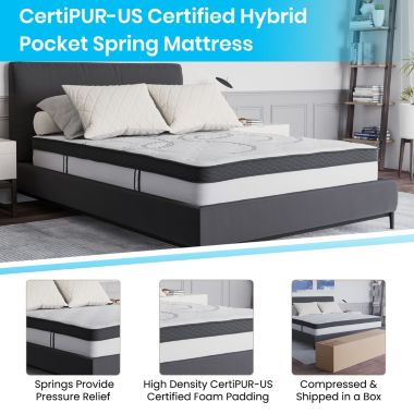 Flash Furniture Capri Comfortable Sleep 10 Inch CertiPUR-US Certified Hybrid Pocket Spring Mattress, Full Mattress in a Box. View a larger version of this product image.