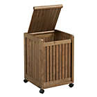 Alternate image 1 for HomeRoots Office  Chestnut Solid Wood Rolling Laundry Hamper with Lid