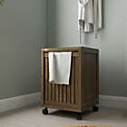 Alternate image 3 for HomeRoots Office  Chestnut Solid Wood Rolling Laundry Hamper with Lid