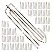 Built Industrial 60 Pack Pinch Pleat Curtain Hooks for Drapes, 4-Prong Stainless Steel Drapery Pins (2.7 x 1 x 0.6 in)