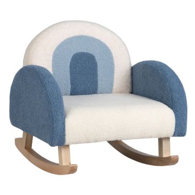 Hivago Kids Rocking Chair Children Velvet Upholstered Sofa with Solid Wood Legs-Blue. View a larger version of this product image.