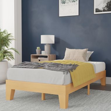 Flash Furniture Evelyn Natural Pine Finish Wood Twin Platform Bed with Wooden Support Slats, No Box Spring Required. View a larger version of this product image.