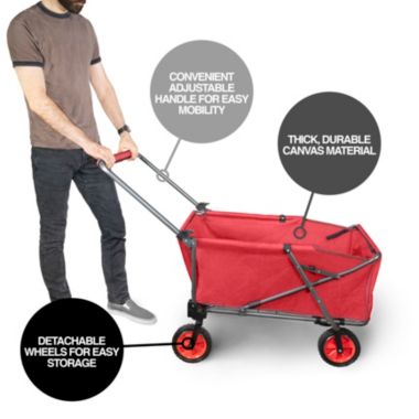 Zenithen Large Folding Portable Wagon w/ Travel Wheels, Red. View a larger version of this product image.