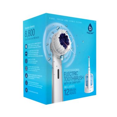 Pursonic RET200 Power Rechargeable Electric Toothbrush With UV Sanitizing Function, 12 Brush Heads Included. View a larger version of this product image.