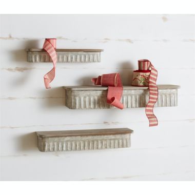 Slickblue Wall Shelf (Set of 3) 20.5"Lx5.5"Wx3.5"H - 32.5"Lx7.5"Wx5.5"H Metal/Wood. View a larger version of this product image.