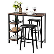 Kitcheniva 3-Piece Pub Table Set Bar Stools Dining Home Kitchen Furniture, Soft Bag Bar Stool