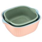 Alternate image 0 for Unique Bargains Durable Colanders & Food Strainers with Bowl 2 Pieces, Plastic Drainer Basket Kitchen Essentials for Draining Pasta, Washing Fruits and Vegetables -Pink Blue+Green