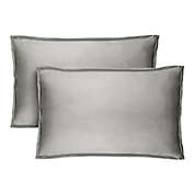 Bare Home Premium 1800 Ultra-Soft Microfiber Pillow Sham - Double Brushed - Hypoallergenic - Wrinkle Resistant - Set of 2 (Light Grey, King Pillowcase)