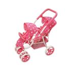 Alternate image 1 for Badger Basket Co. Reversible Double Doll Stroller - Pink Polka Dots