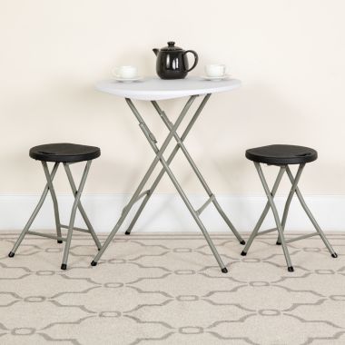 Flash Furniture Micah Foldable Stool with Black Plastic Seat and Titanium Gray Frame. View a larger version of this product image.