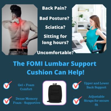 FOMI Firm Lumbar Orthopedic Back Support   Gel and Foam Thoracic Support Pillow for Office, Car, Kitchen   Sciatica and Tailbone Pain Relief   Upper and Lower Back Posture Cushion. View a larger version of this product image.