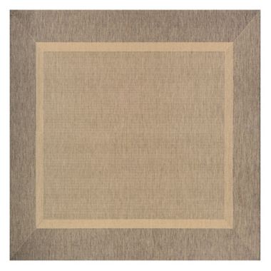 Couristan 7.5' Beige and Brown Square Polypropylene Area Throw Rug. View a larger version of this product image.