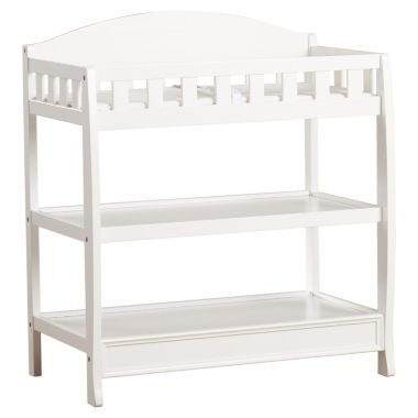 Slickblue Modern White Wooden Baby Changing Table with Safety Rail Pad and Strap. View a larger version of this product image.