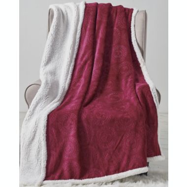Sheridan Ultra Warm and Comfortable Caesar Emblem Sherpa Throw 50" x 60" - Burgundy. View a larger version of this product image.
