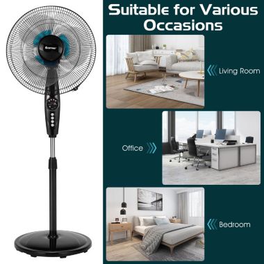 Slickblue 16 Inches Adjustable Height Fan with Quiet Oscillating Stand for Home and Office. View a larger version of this product image.