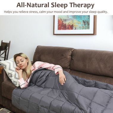 Gymax Weighted Blanket 7-25lbs Twin/Full/Queen/King Size Cotton Blanket Glass Beads. View a larger version of this product image.