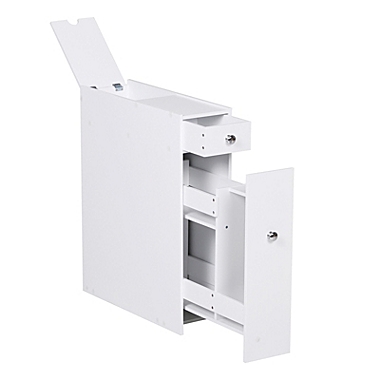HOMCOM Bathroom Floor Organizer Free Standing Space Saving Narrow Storage Cabinet Bath Toilet Paper Holder with Drawers White. View a larger version of this product image.
