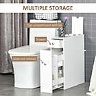 Alternate image 3 for HOMCOM Bathroom Floor Organizer Free Standing Space Saving Narrow Storage Cabinet Bath Toilet Paper Holder with Drawers White