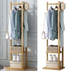 Alternate image 0 for Kitcheniva Bamboo Garment Coat Clothes Stand Rack Hat Shoe Thicken Wooden Hanger Shelf Tidy