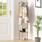 Alternate image 2 for Kitcheniva Bamboo Garment Coat Clothes Stand Rack Hat Shoe Thicken Wooden Hanger Shelf Tidy