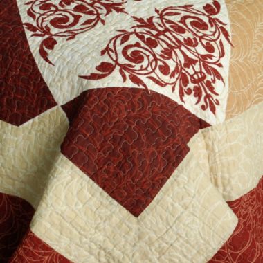 Blancho Bedding Bumper Harvest Cotton 3PC Vermicelli-Quilted Striped Printed Quilt Set (Full/Queen Size). View a larger version of this product image.