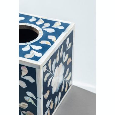 GAURI KOHLI Jodhpur Mother of Pearl Tissue Box Cover - Blue. View a larger version of this product image.