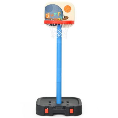 Slickblue 2 in 1 Kids Basketball Hoop Stand with Ring Toss and Storage Box-Black. View a larger version of this product image.