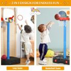 Alternate image 1 for Slickblue 2 in 1 Kids Basketball Hoop Stand with Ring Toss and Storage Box-Black