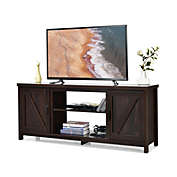 Costway-CA 59 Inches TV Stand Media Console Center with Storage Cabinet-Coffee
