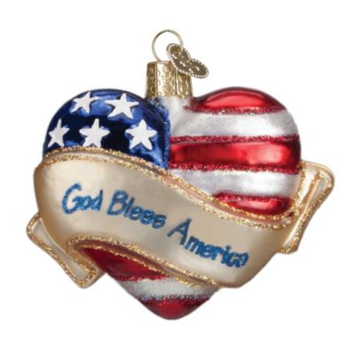 Old World Christmas Assortment Glass Blown Ornaments For Christmas Tree God Bless America Heart | Bed Bath & Beyond