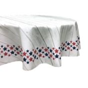 Fabric Textile Products, Inc. Round Tablecloth, 100% Polyester, 70" Round, Textured July 4th Garland Border