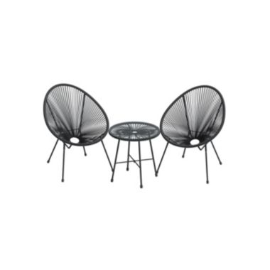 BreeBe Black 3-Piece Outdoor Acapulco Chair. View a larger version of this product image.