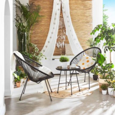 BreeBe Black 3-Piece Outdoor Acapulco Chair. View a larger version of this product image.