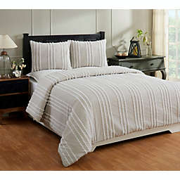 Better Trends Winston Collection 100% Cotton Tufted Chenille 2 Piece Twin Comforter Set - Taupe