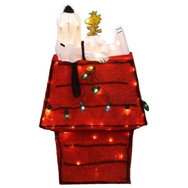 Product Works 32 Inch Snoopy & Woodstock Doghouse Pre Lit Yard Decoration. View a larger version of this product image.
