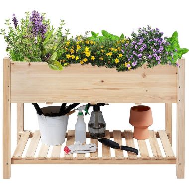 Slickblue Solid Wood 2-Tier Raised Garden Bed Planter Box 4-ft x 2-ft x 32-inch High. View a larger version of this product image.