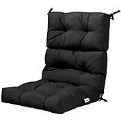 Slickblue 22 x 44 Inch Tufted Outdoor Patio Chair Seating Pad-Black
