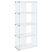 Monarch Specialties I 3289 Bookcase - 60&quot;H / Glossy White With Tempered Glass