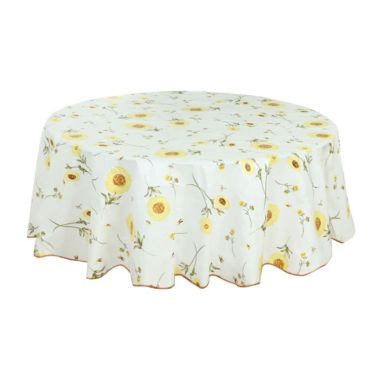 PiccoCasa Farmhouse Decorative Printed Tablecloth Table Cover Table Protector for Kitchen, Seamless Water Vinyl Round Tablecloth 60 Dia for Wedding/Restaurant/Parties Tablecloth Decoration Yellow Flower Pattern Floral Printed. View a larger version of this product image.