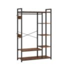 Alternate image 1 for New Space Free-Standing Closet Organizer with Storage Box & Side Hook, Portable Garment Rack with 6 Shelves and Hanging Rod, Black Metal Frame&Rustic Board Finish, Hanging Closet Shelves (Rustic Brown).