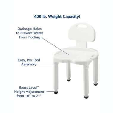 Carex Bath Seat And Shower Chair With Back For Seniors, Elderly, Disabled, Handicap, and Injured Persons, Supports Up To 400lbs. View a larger version of this product image.