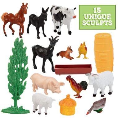 SCS Direct Farm Animal Toys Action Figures 50 Piece Toy Playset for Toddlers & Kids - 16 Unique Barnyard Animals and Accessories- Includes Cows, Horses, Chickens, Pigs and More, Ages 3+. View a larger version of this product image.