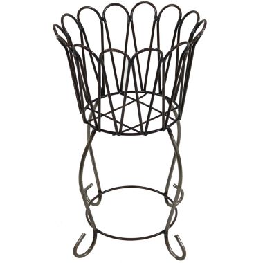 Sunnydaze Indoor/Outdoor Metal Open Blossom Planter Stand for Yard, Patio, or Inside the Home - 19" - Brown. View a larger version of this product image.