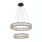 Elegant Lighting Home Decorative Monroe 24 inch LED double ring pendant - Black