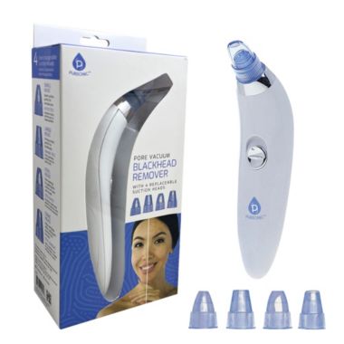 Pursonic Pore Vacuum Blackhead Remover with 4 replaceable suction heads. View a larger version of this product image.