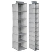 mDesign Fabric Over Rod Hanging Closet Storage Organizers, Set of 2