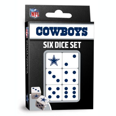 MasterPieces Game Day - NFL Dallas Cowboys - 6 Piece Team Logo White Dice Set - D6 Standard Size. View a larger version of this product image.