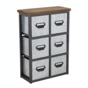 Cheungs Home Decorative Short Galvanized 6 Drawer Vertical Organizer with Label Scoop Handle, Metal Frame And Wood Top