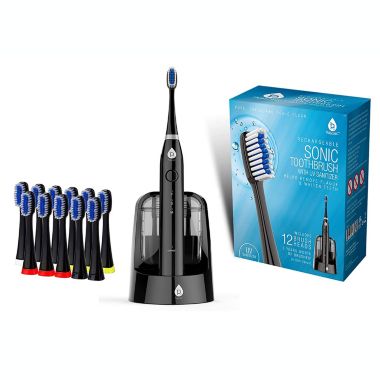 Pursonic S750 Sonic SmartSeries Electronic Power Rechargeable Battery Toothbrush with UV Sanitizing Function, Black, Includes 12 Brush Heads. View a larger version of this product image.